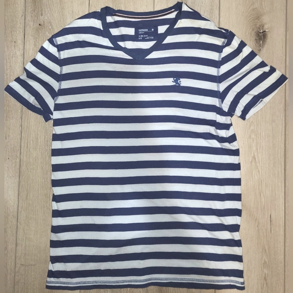 🧿Express Men's Striped Lion logo Tee (L)